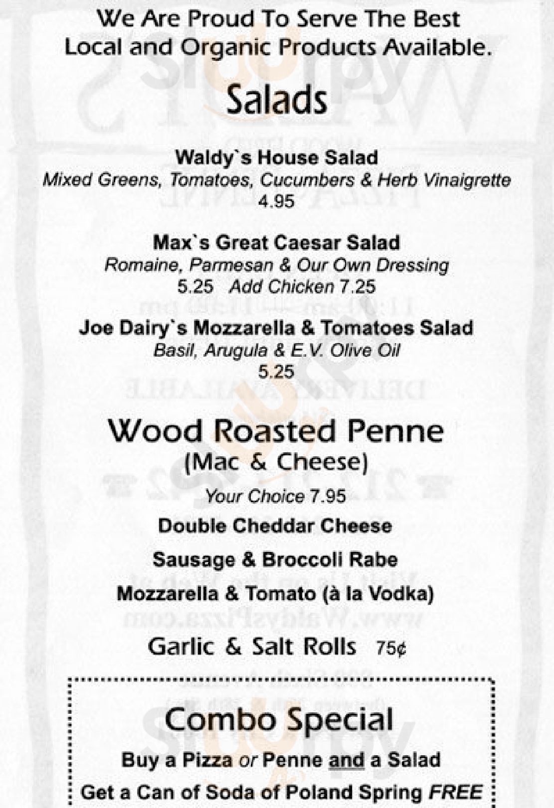 Waldy's Wood Fired Pizza & Penne New York City Menu - 1