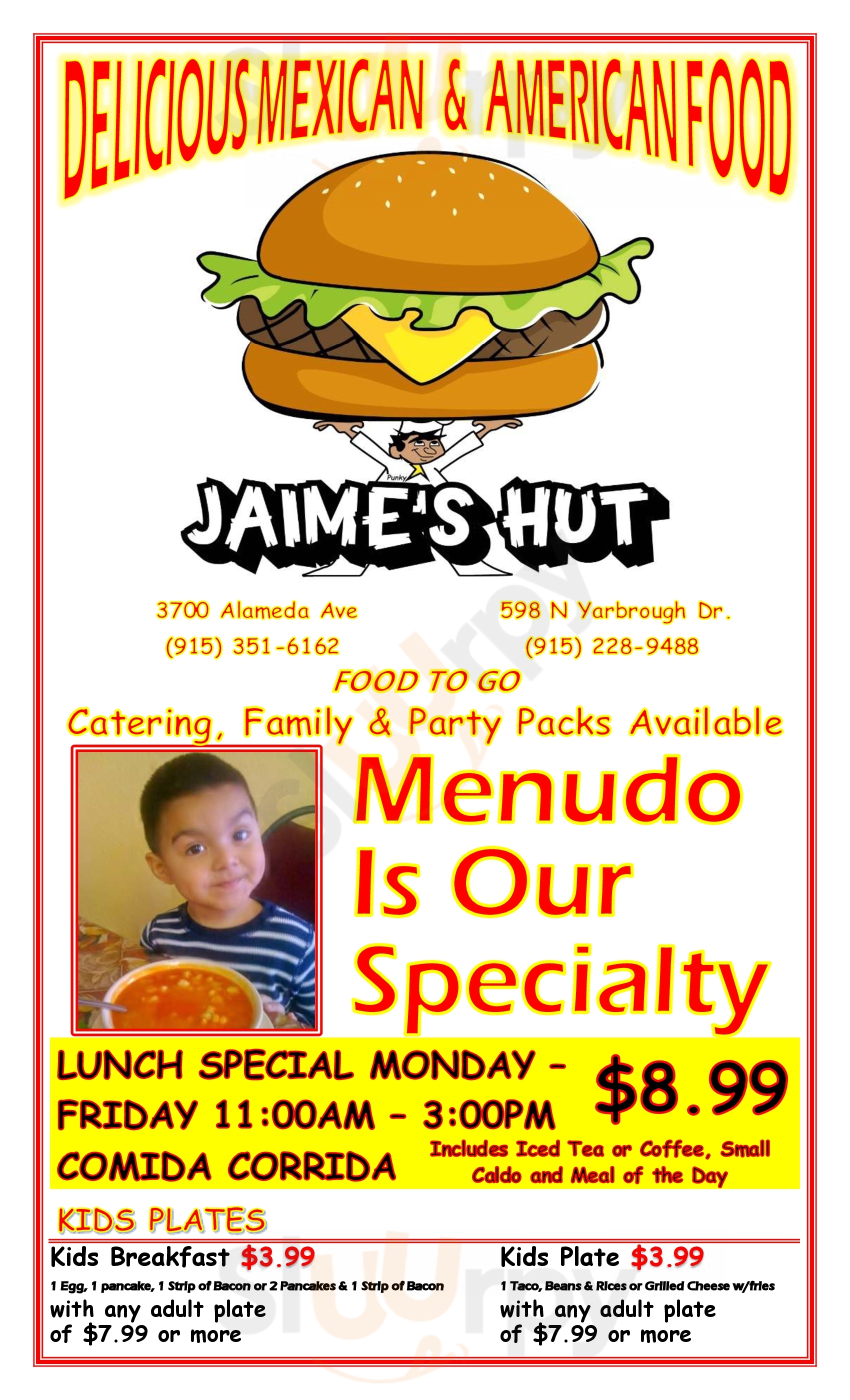 Main Menu - Jamie's Hut Inn