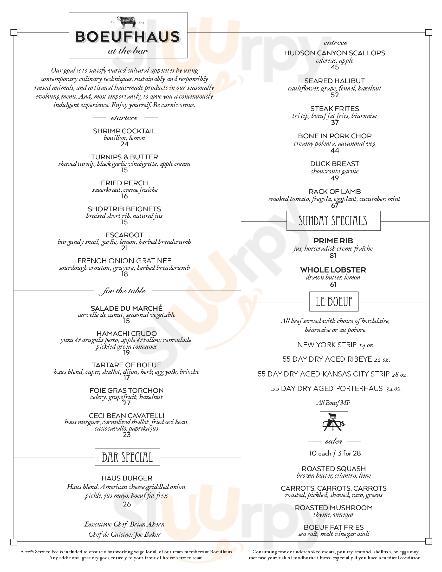 Boeufhaus Chicago Menu - 1