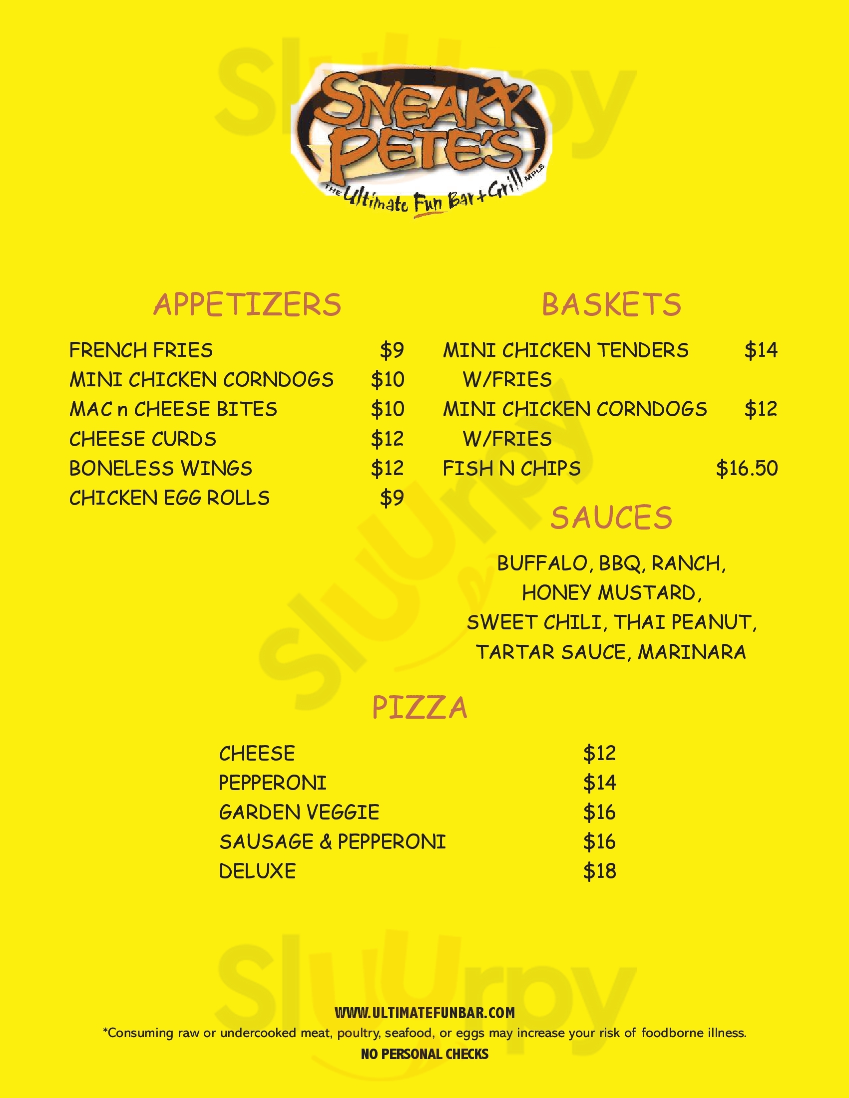 Main Menu - Sneaky Pete's