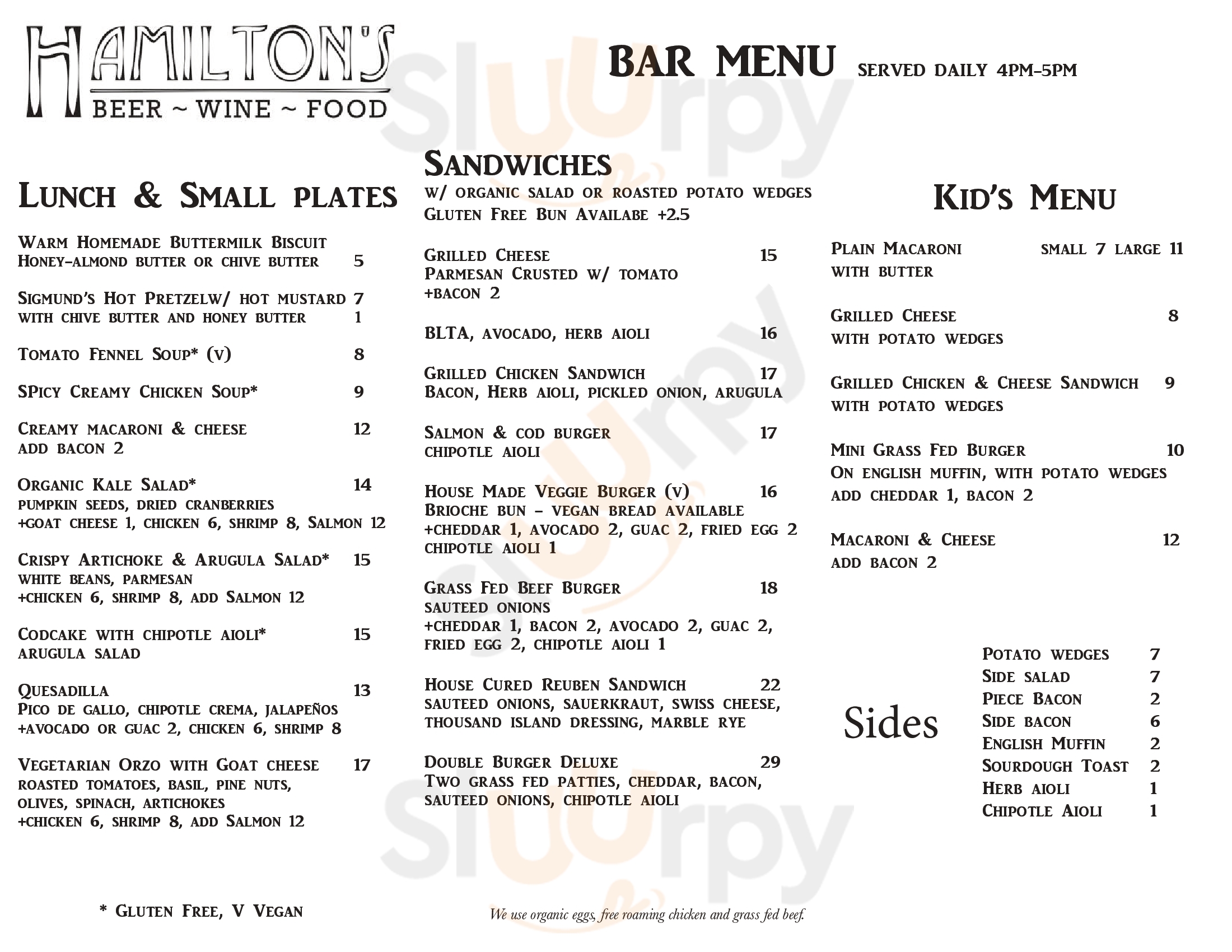 Hamilton's Brooklyn Menu - 1