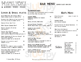 Hamilton's menu