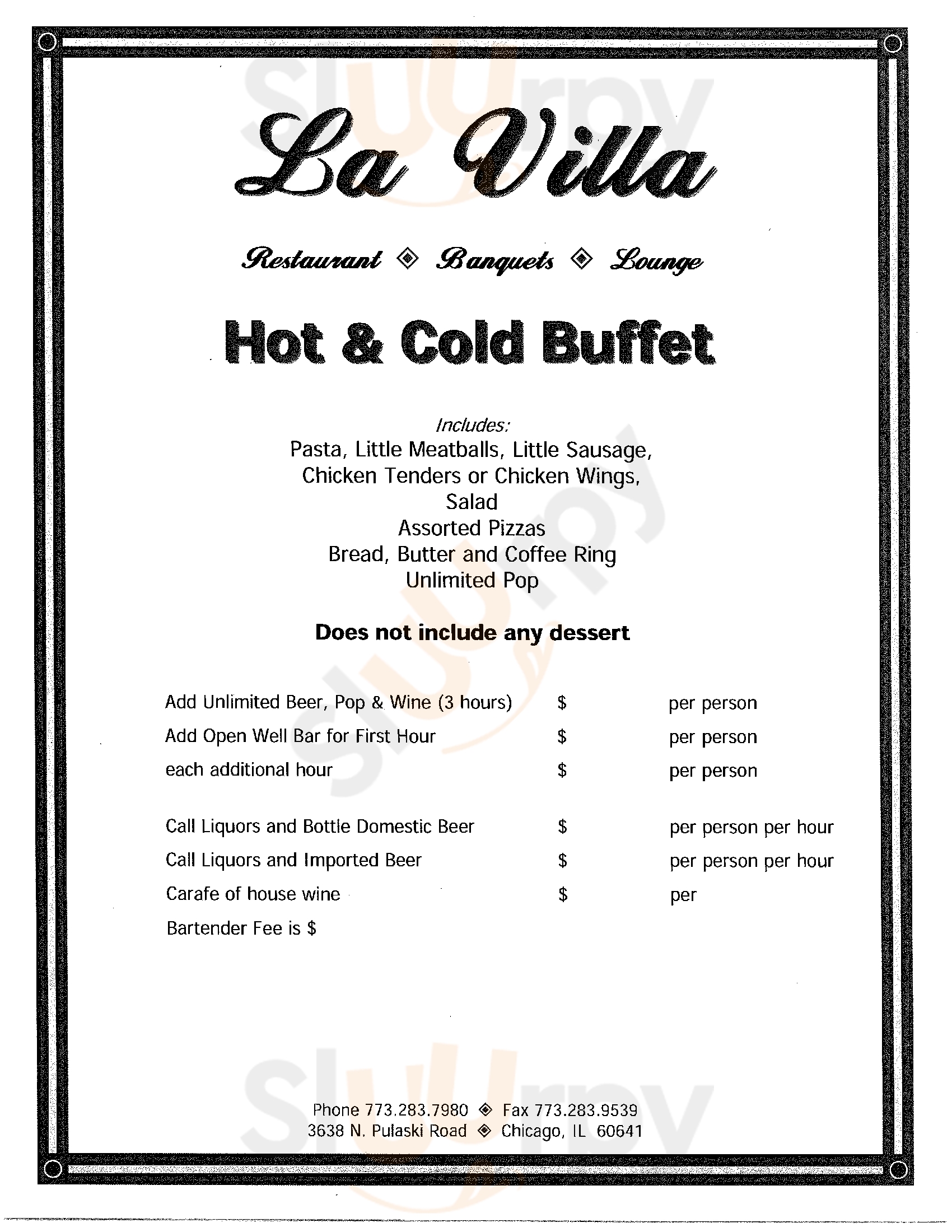 La Villa Restaurant Chicago Menu - 1