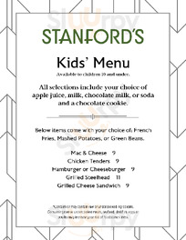 Stanfords Restaurant And Bar menu