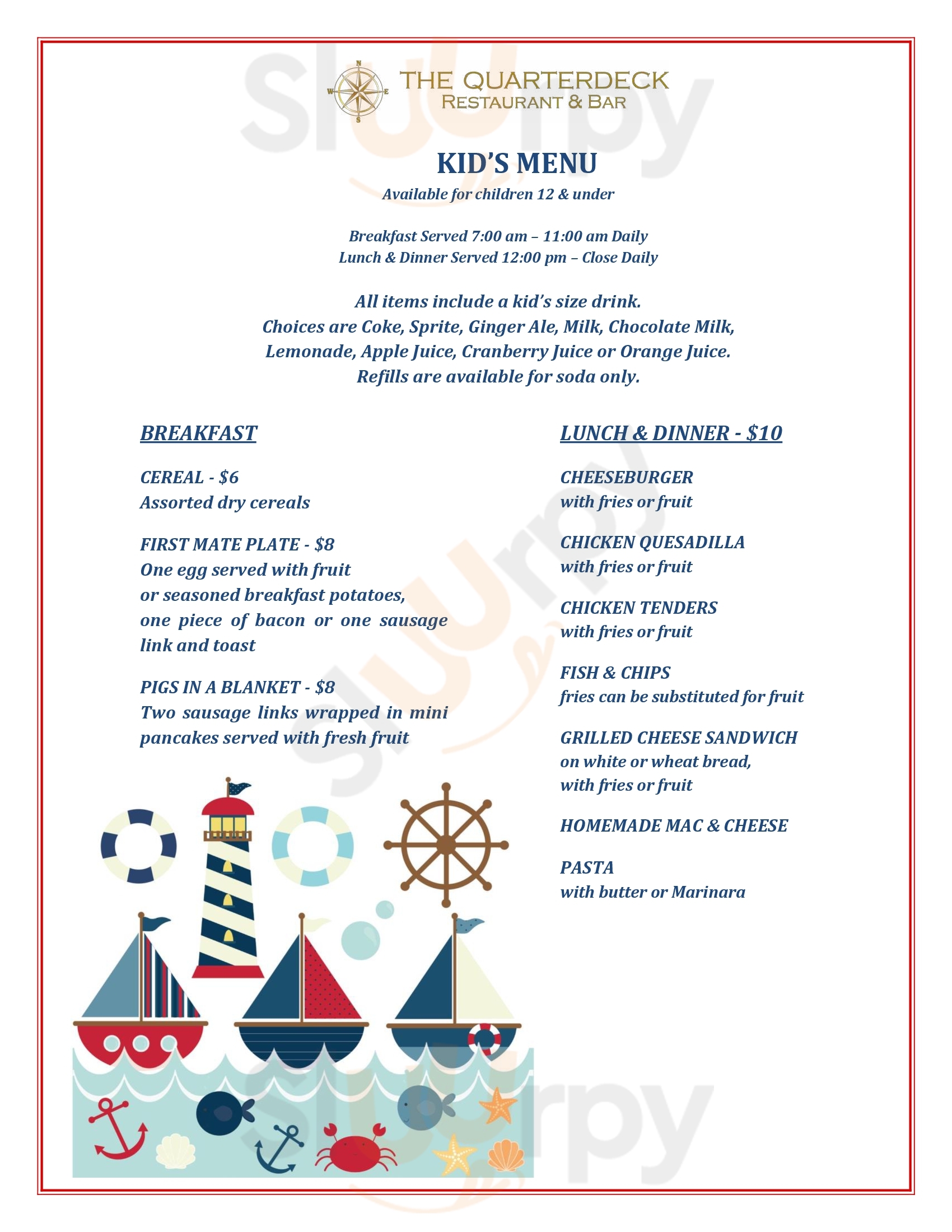Main Menu - Quarterdeck Restaurant & Bar ​