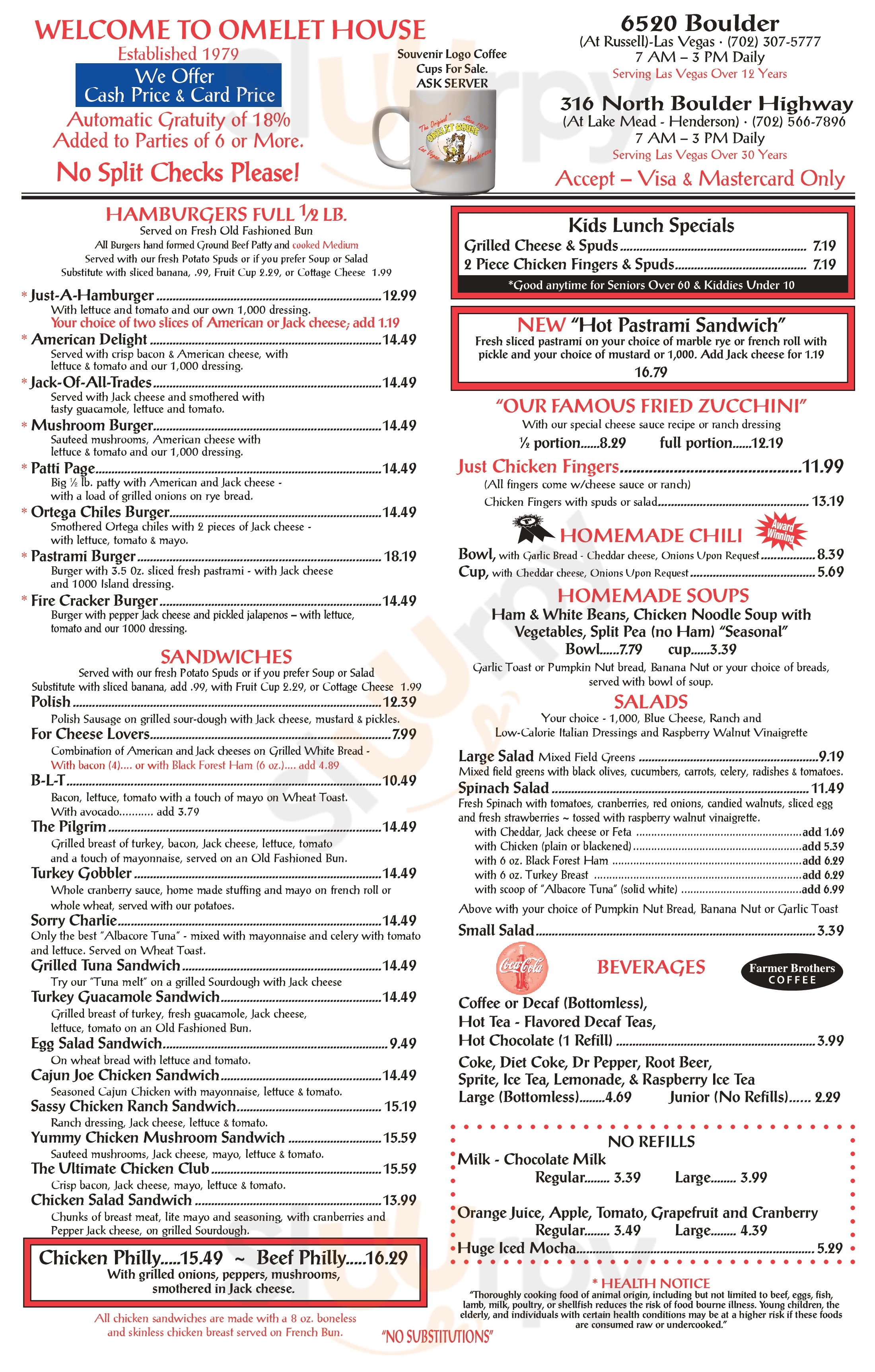 Main Menu - The Omelet House