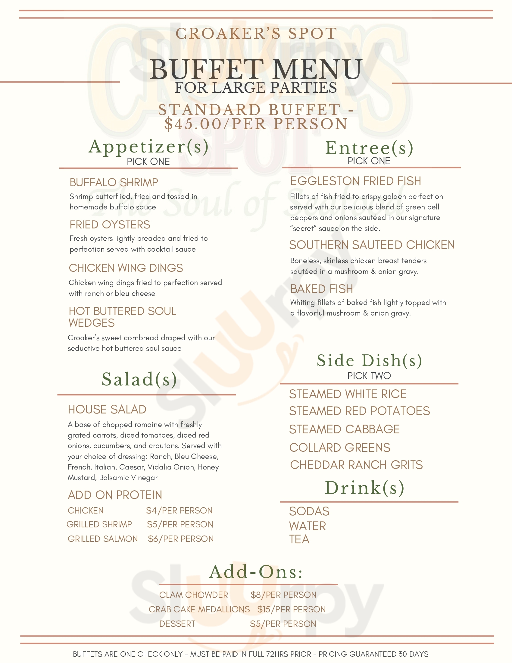Main Menu - Croaker's Spot Express