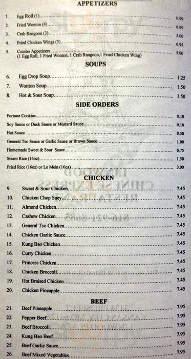 Linwood Chinese Express Kansas City Menu - 1