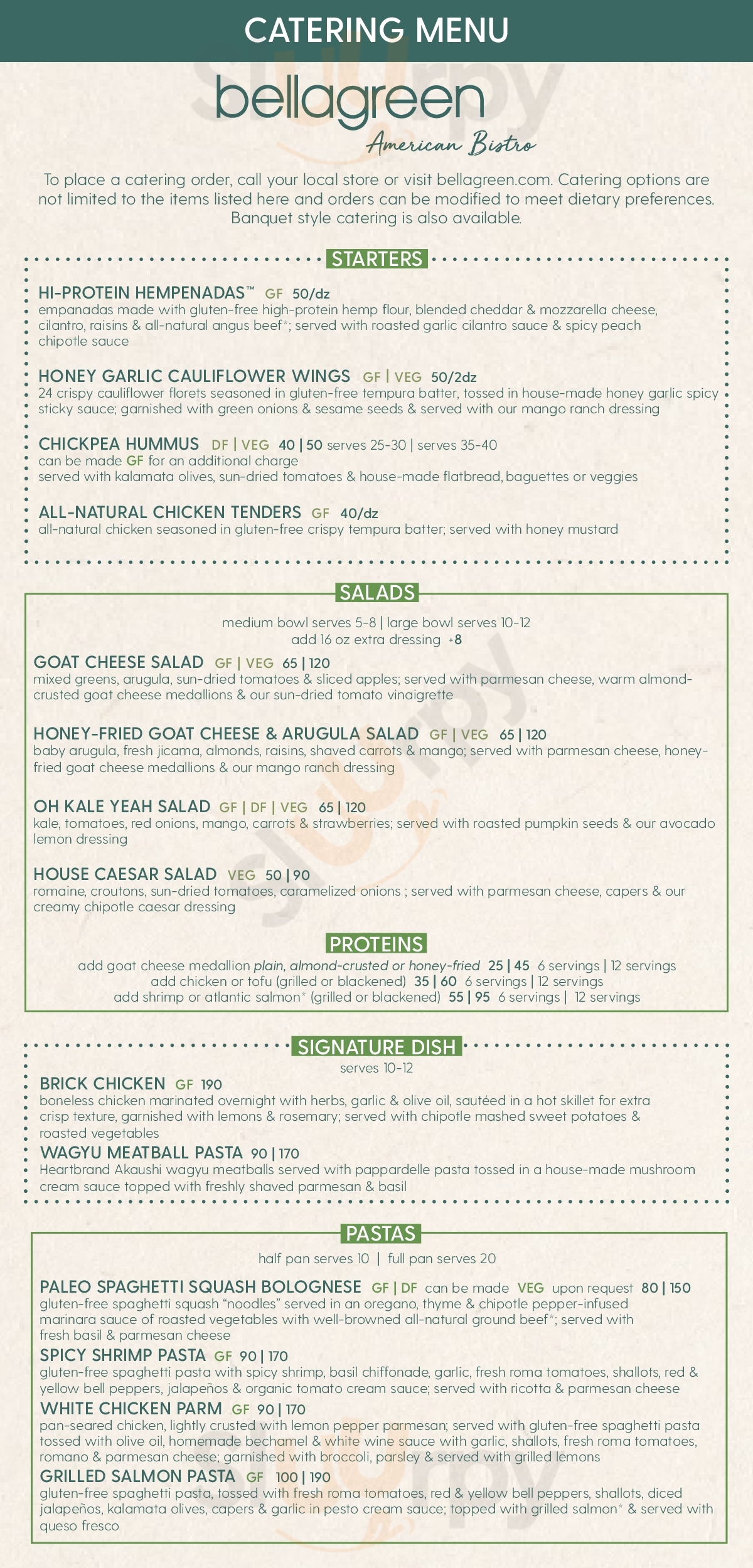 Bellagreen Dallas Menu - 1