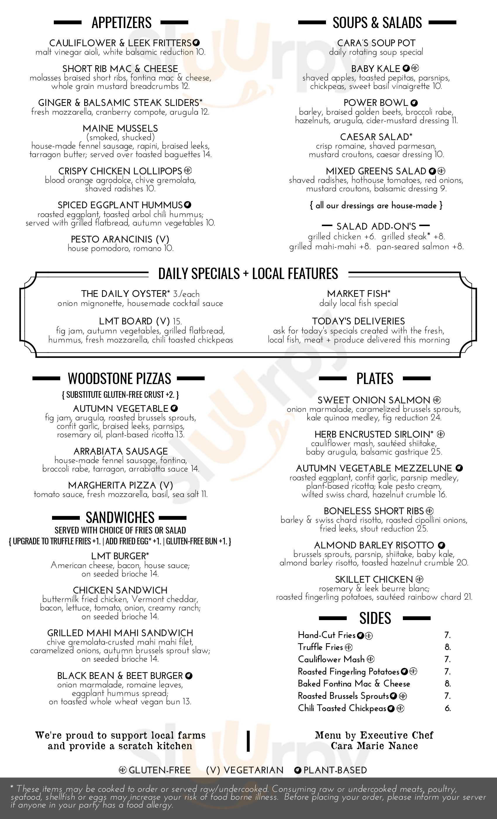 Main Menu - Lower Mills Tavern