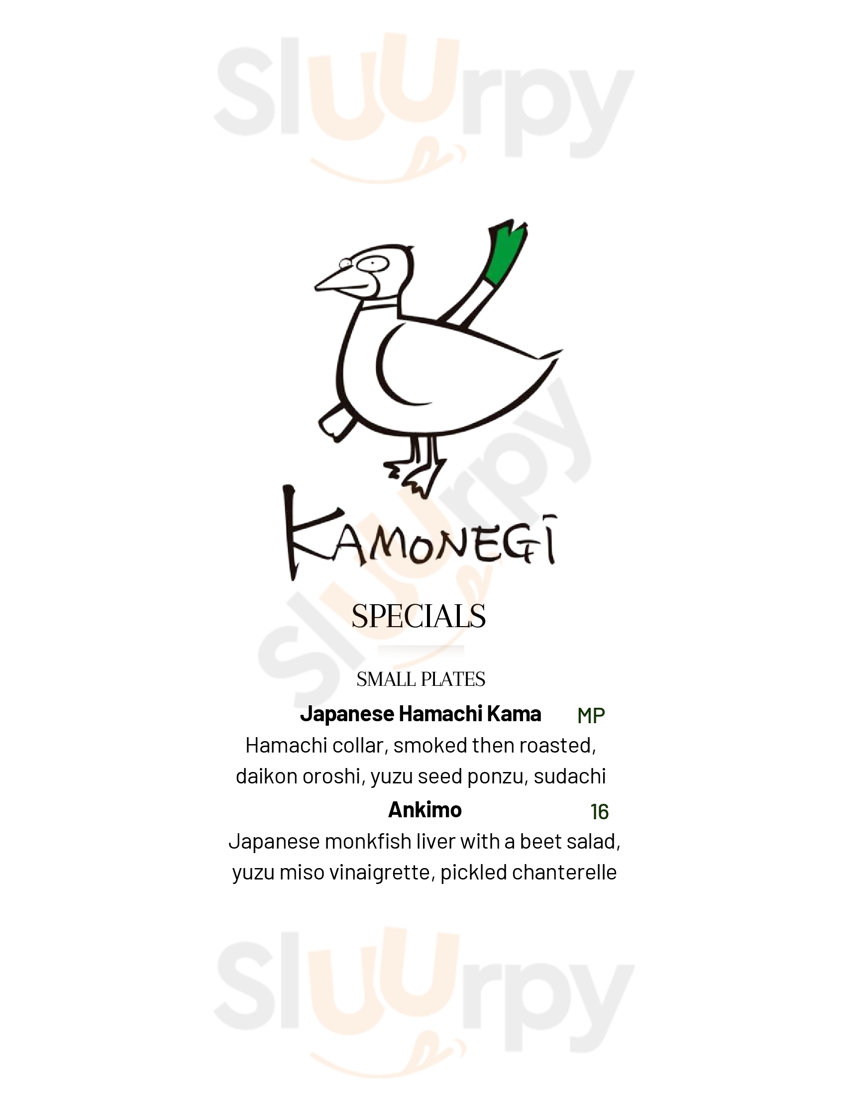 Kamonegi Seattle Menu - 1