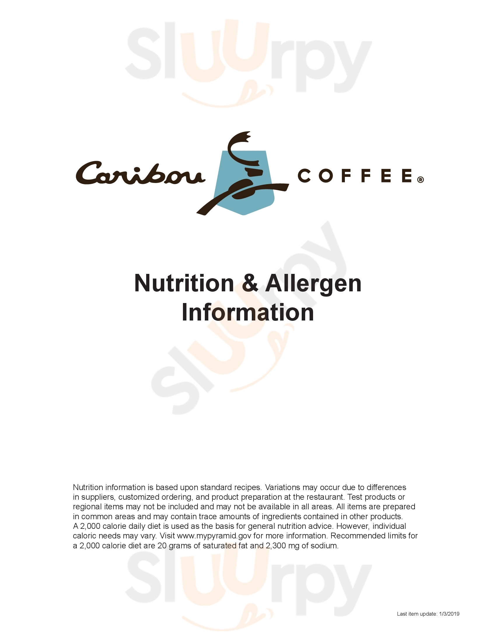 Caribou Coffee Minneapolis Menu - 1