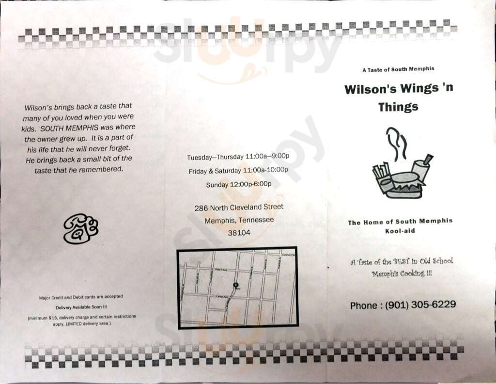 Wilson's Wings 'n Things Memphis Menu - 1