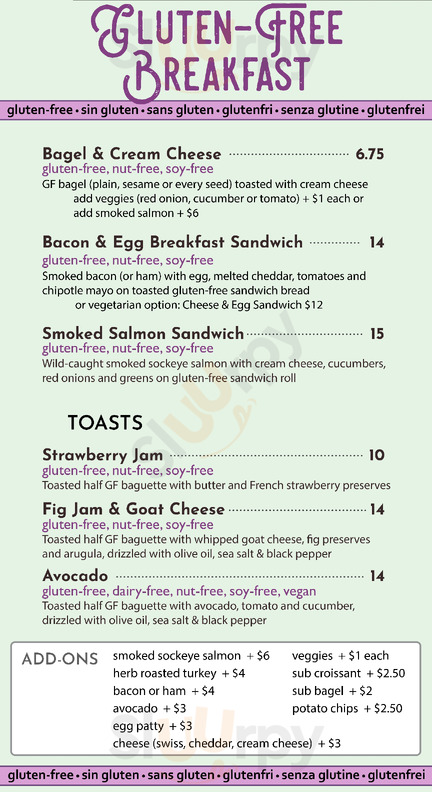 Mariposa Baking Co. menu