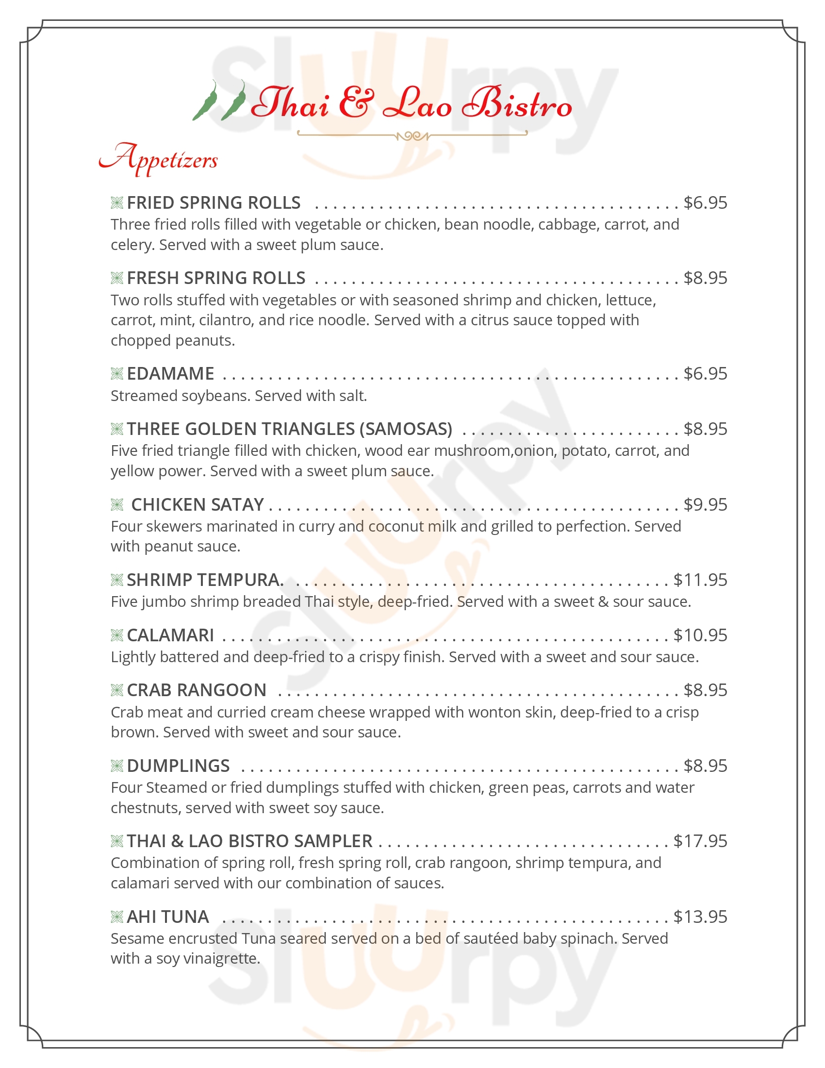 Main Menu - Thai & Lao Bistro