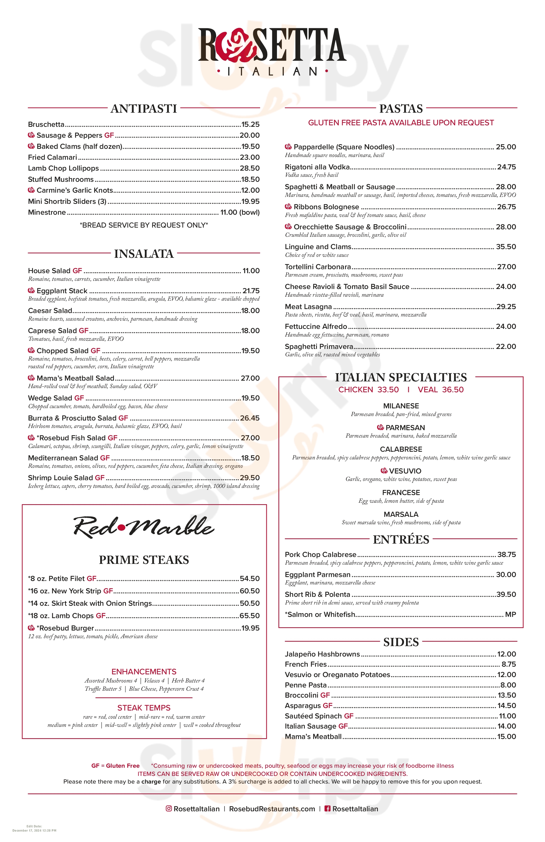 Rosebud Restaurant Chicago Menu - 1