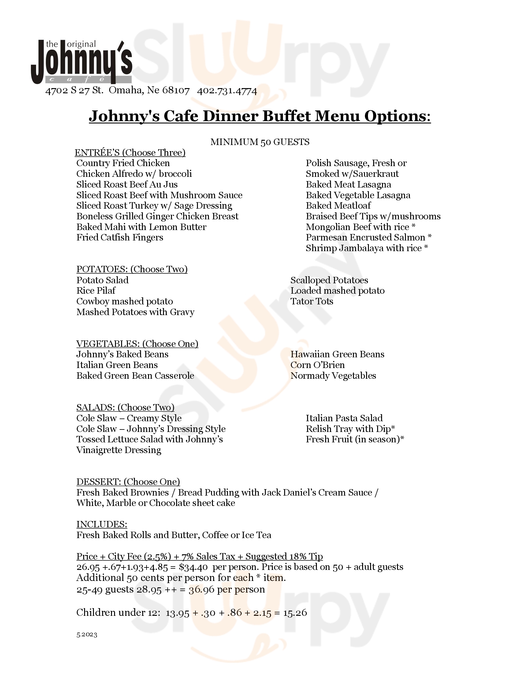 Main Menu - Johnny's Cafe