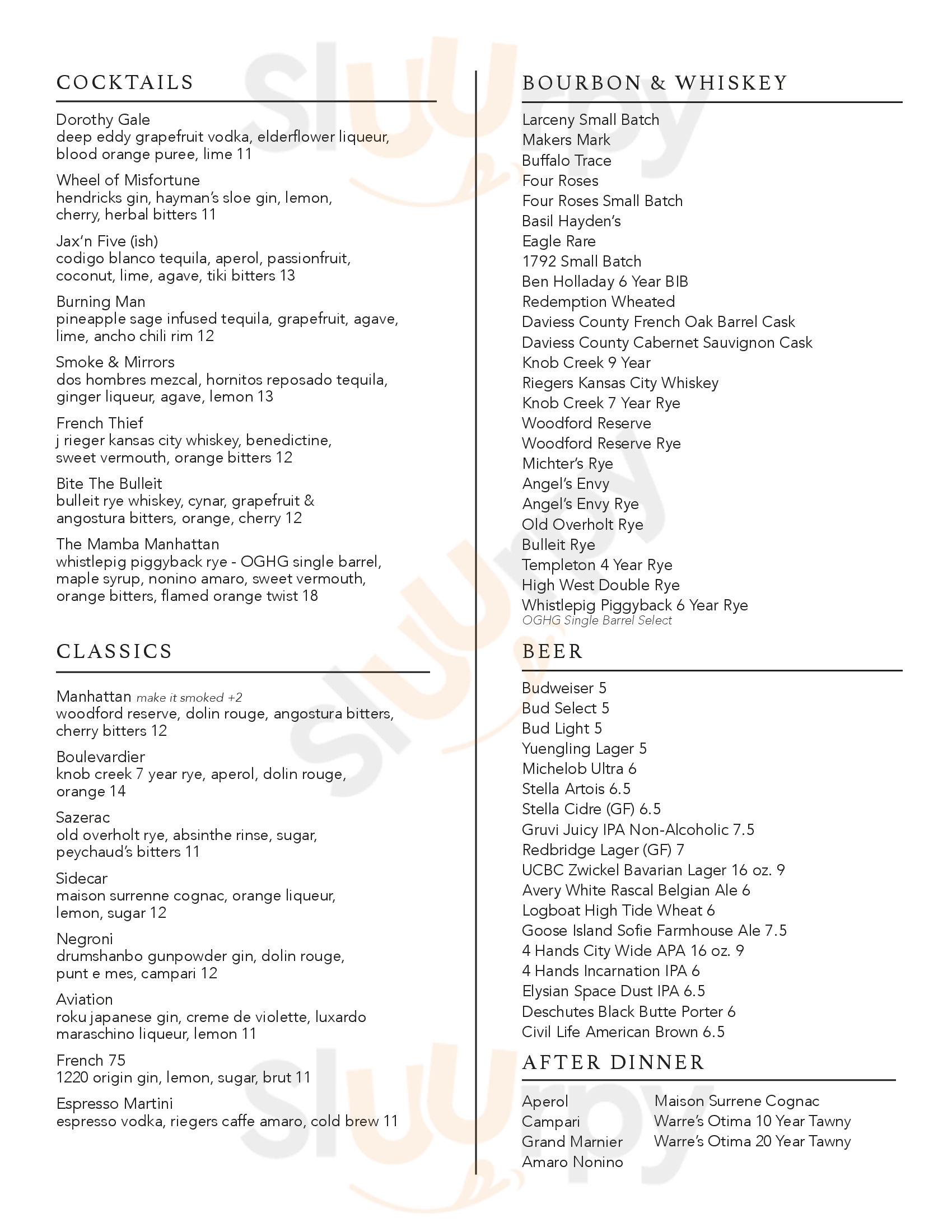 Main Menu - The Tavern Kitchen And Bar Cwe