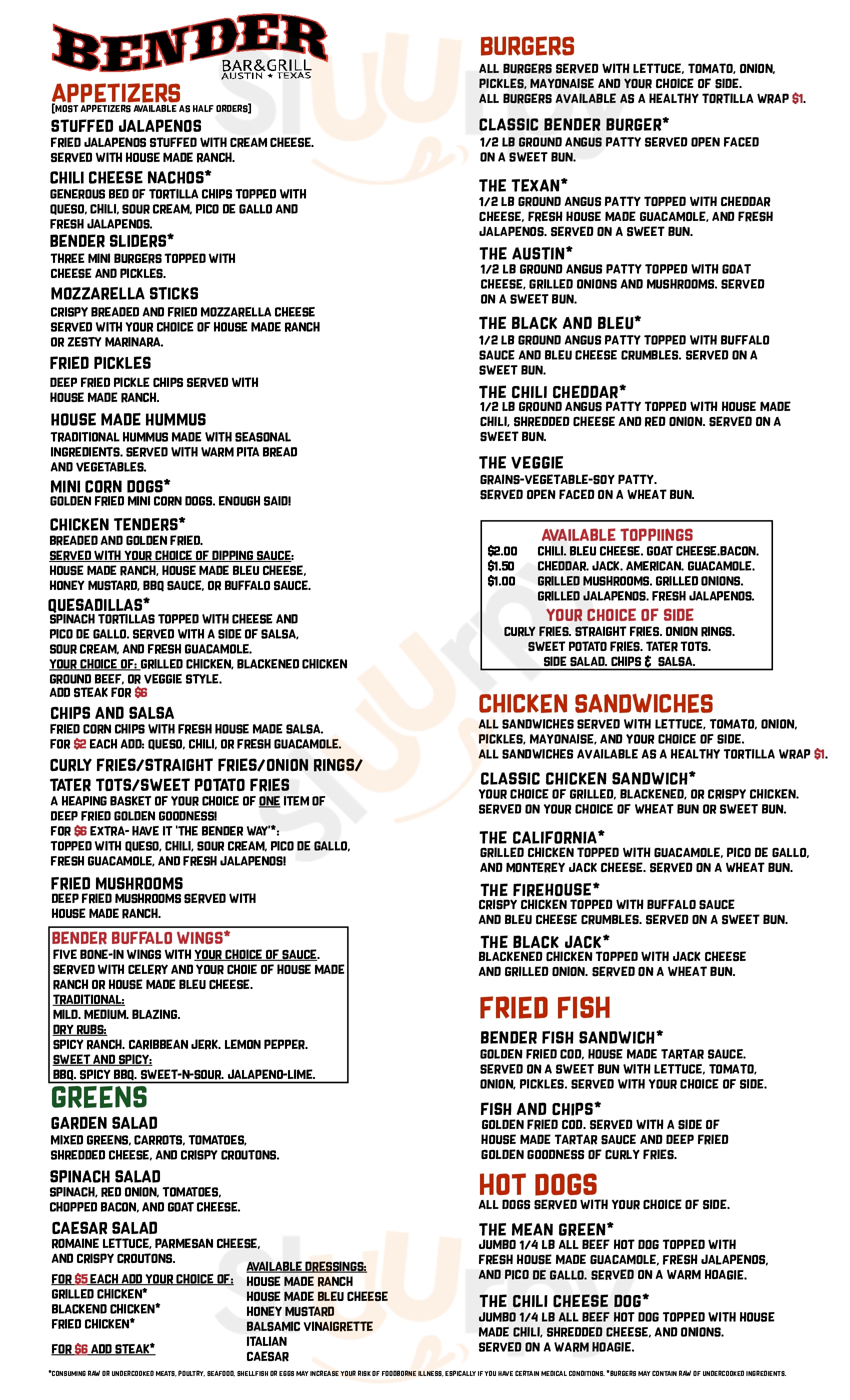 Pour House Pints And Pies Austin Menu - 1