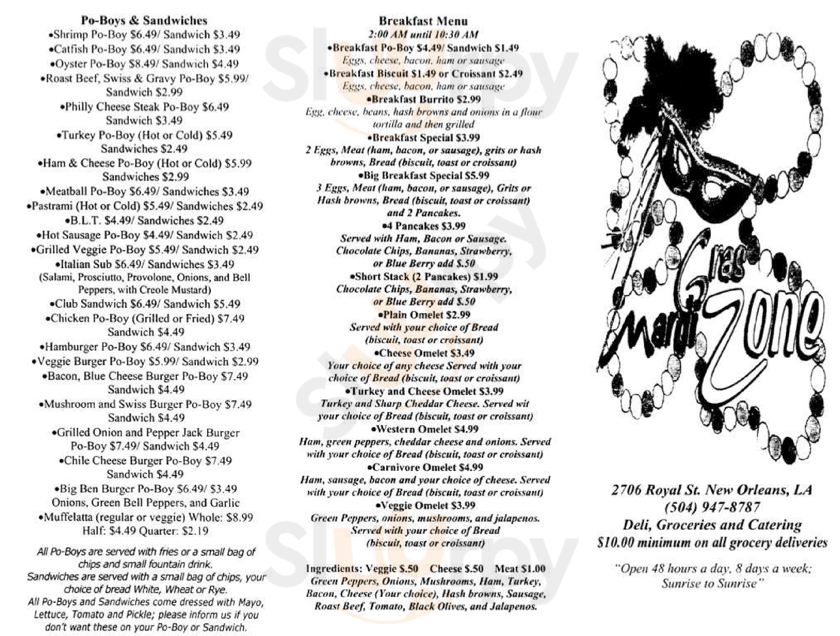 Main Menu - Mardi Gras Zone