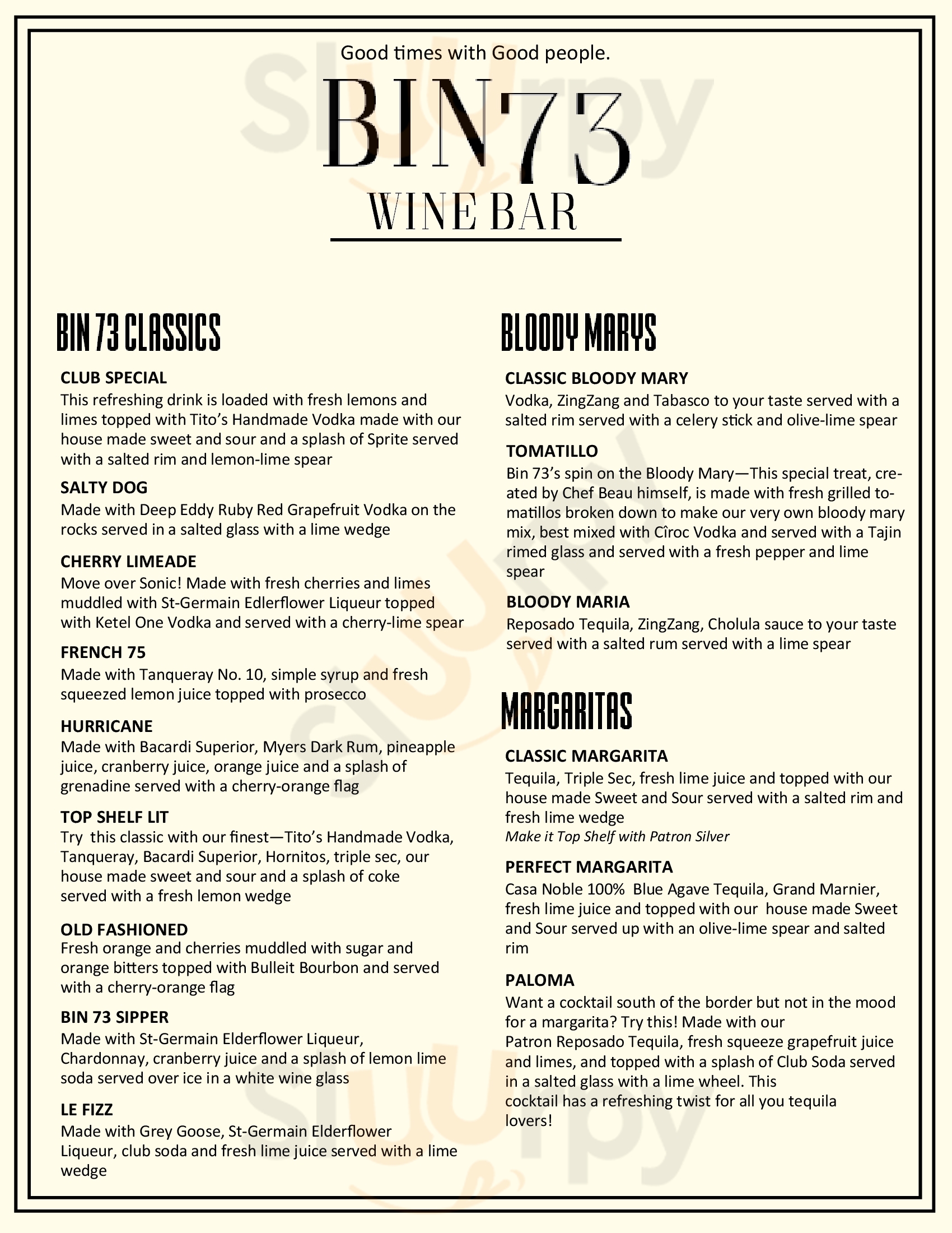 Bin 73 Oklahoma City Menu - 1