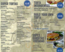 Torteria Insurgentes menu