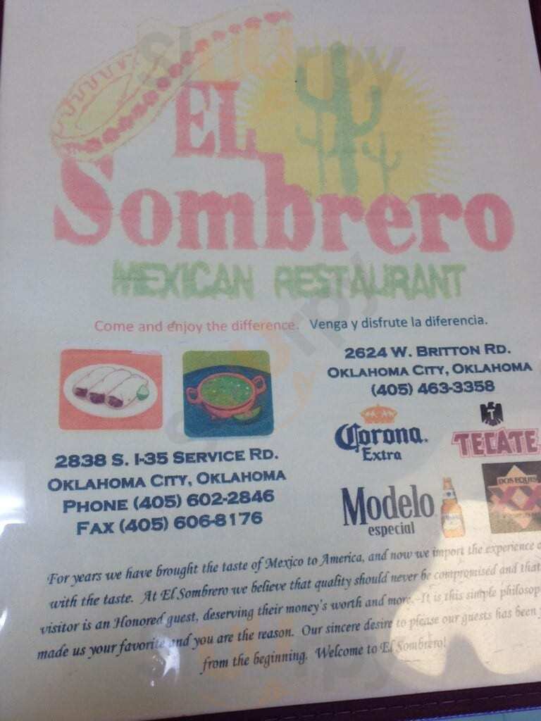 El Sombrero Mexican Restaurant Oklahoma City Menu - 1