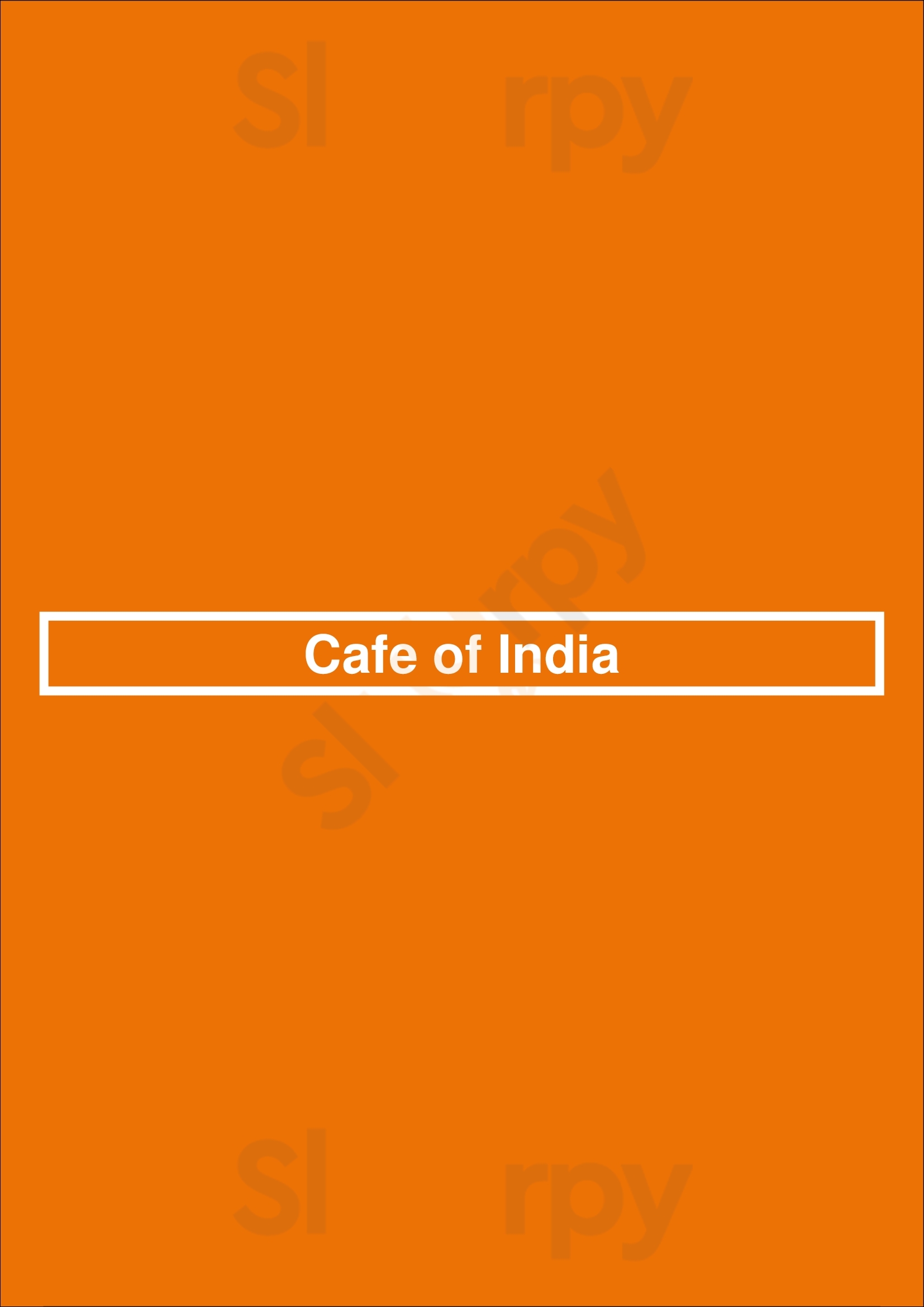 Cafe Of India Washington DC Menu - 1