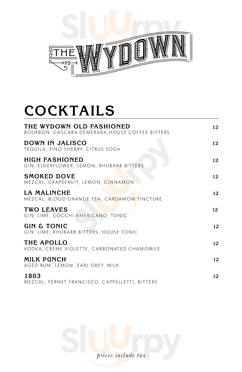 The Wydown Washington DC Menu - 1