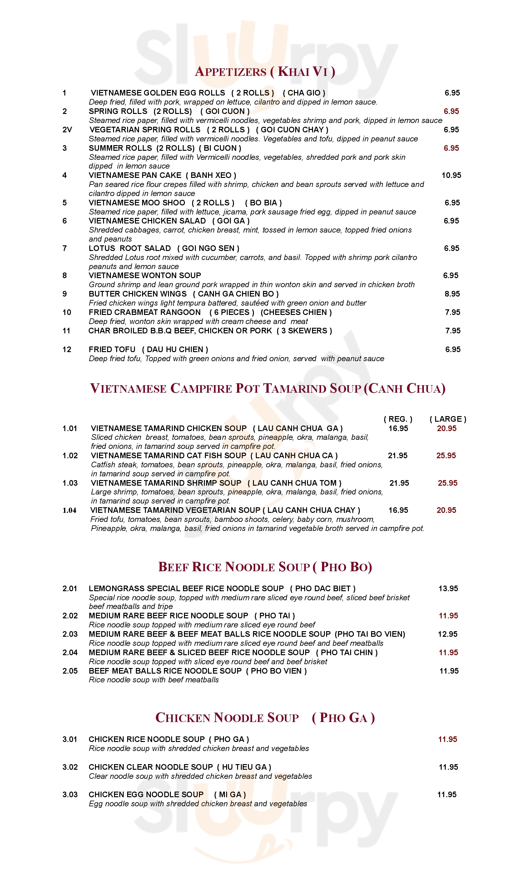 Main Menu - Lemongrass Restaurant