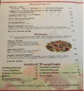 Nora's Park Bench Cafe menu