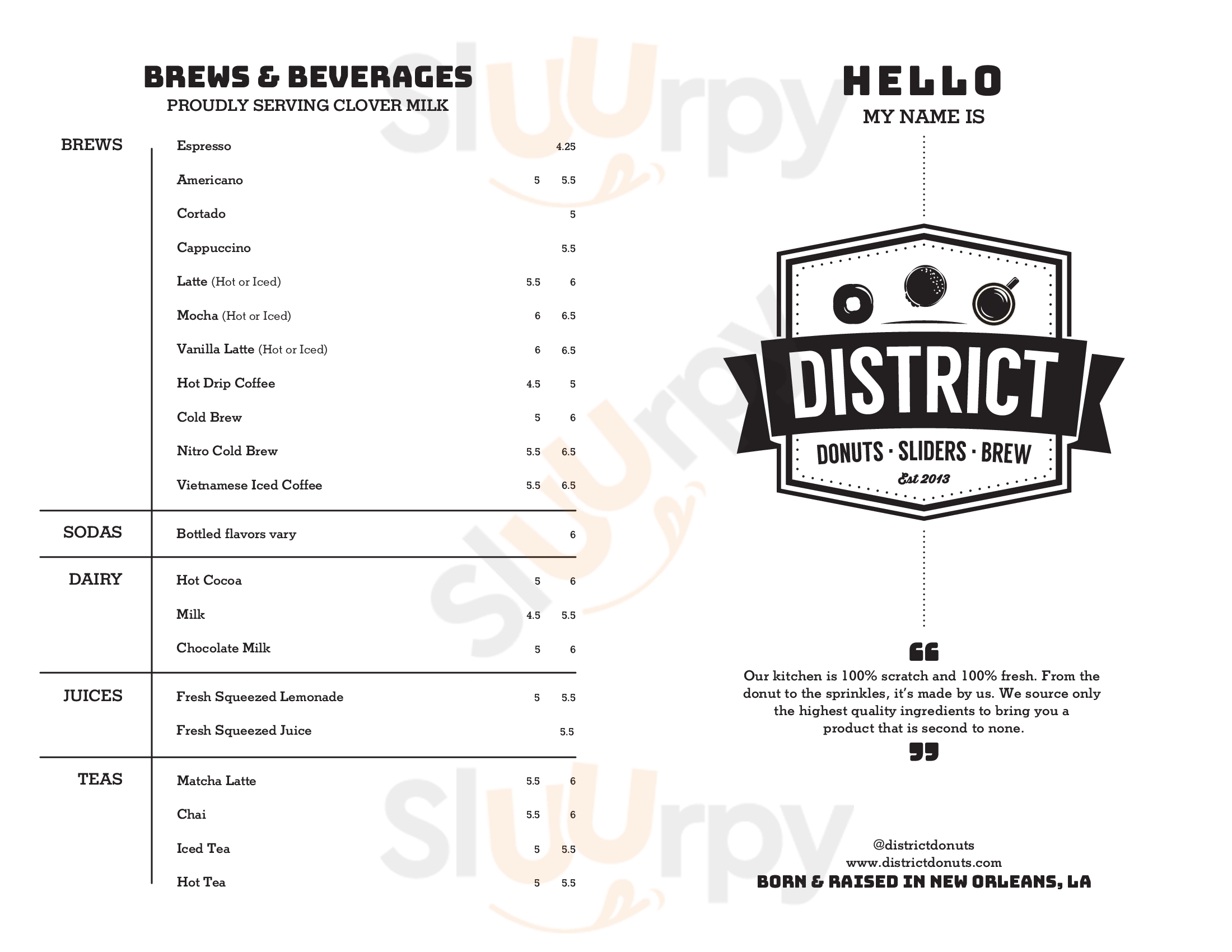 District: Donuts. Sliders. Brew. Las Vegas Menu - 1