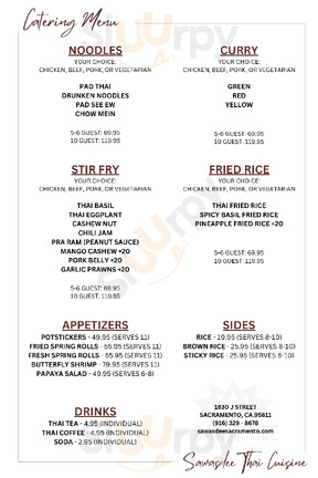 Sawaddee Thai Cuisine menu