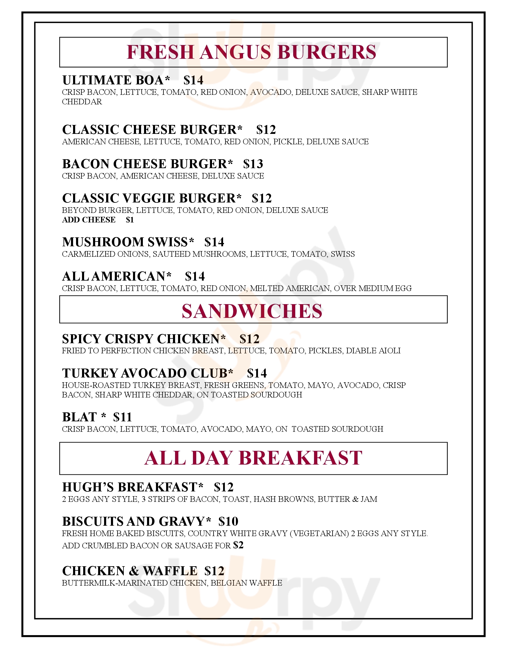 The Deluxe Bar And Grill Seattle Menu - 1