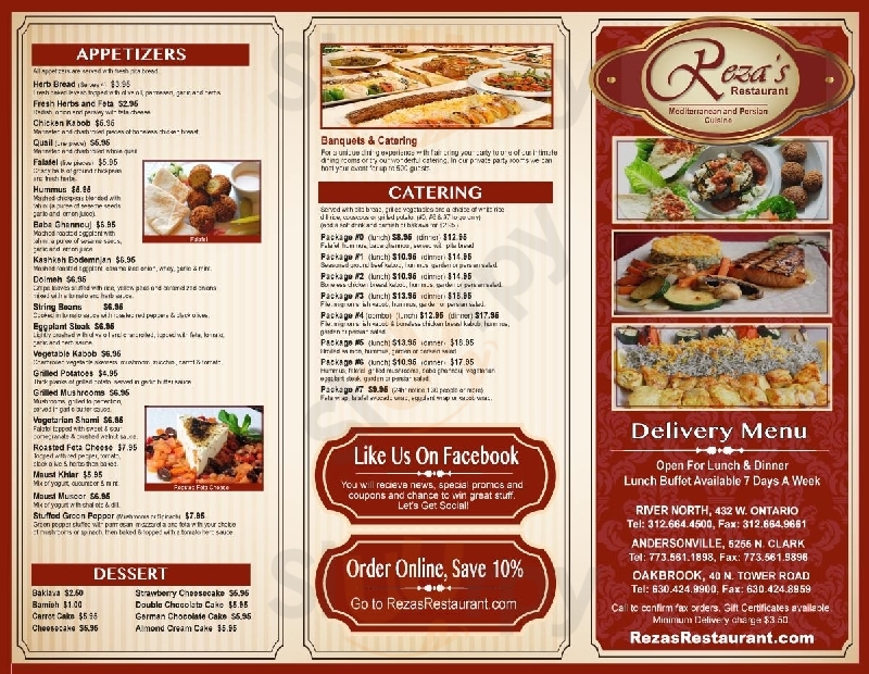 Reza's Restaurant Chicago Menu - 1