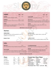Opa Pizzaria menu