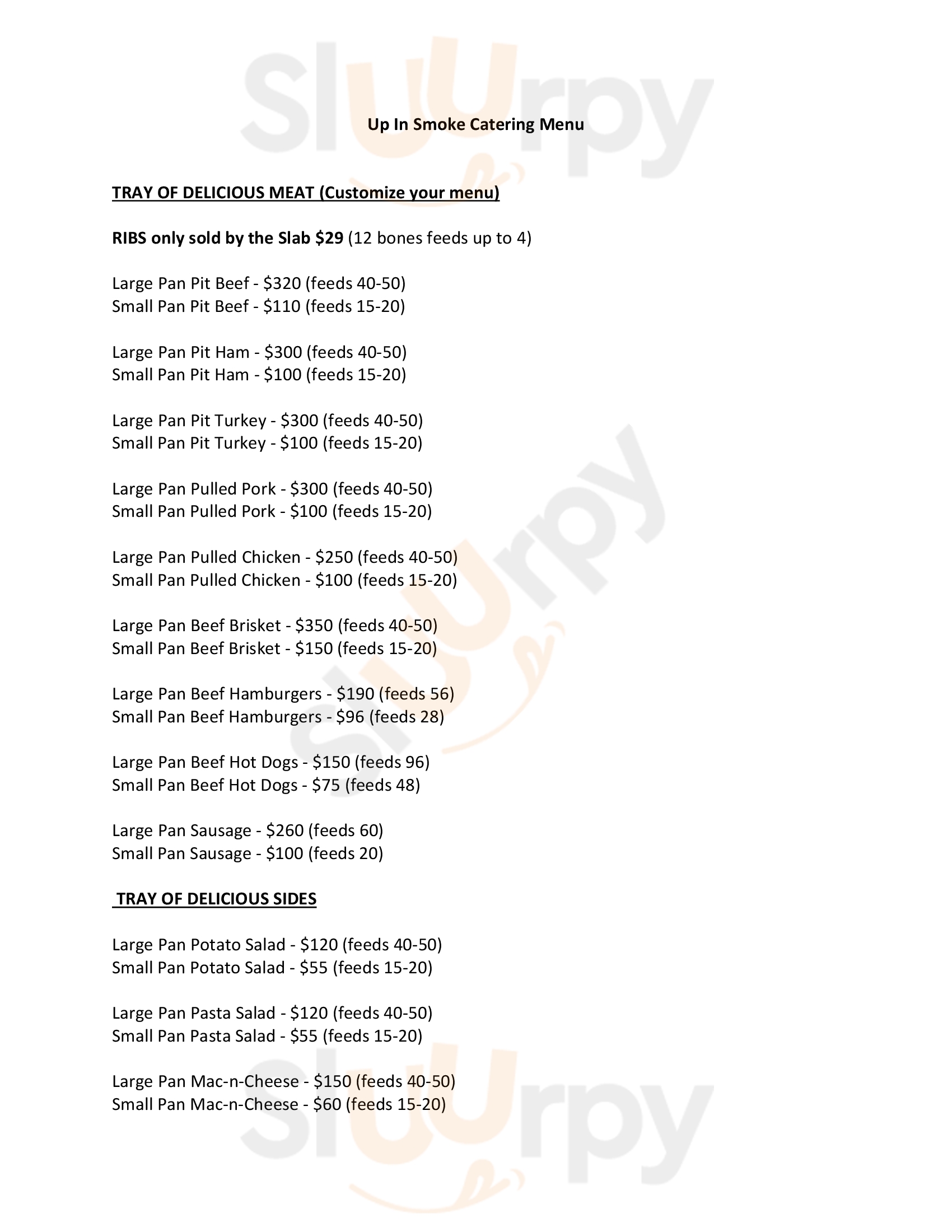 Main Menu - Up In Smoke Bbq