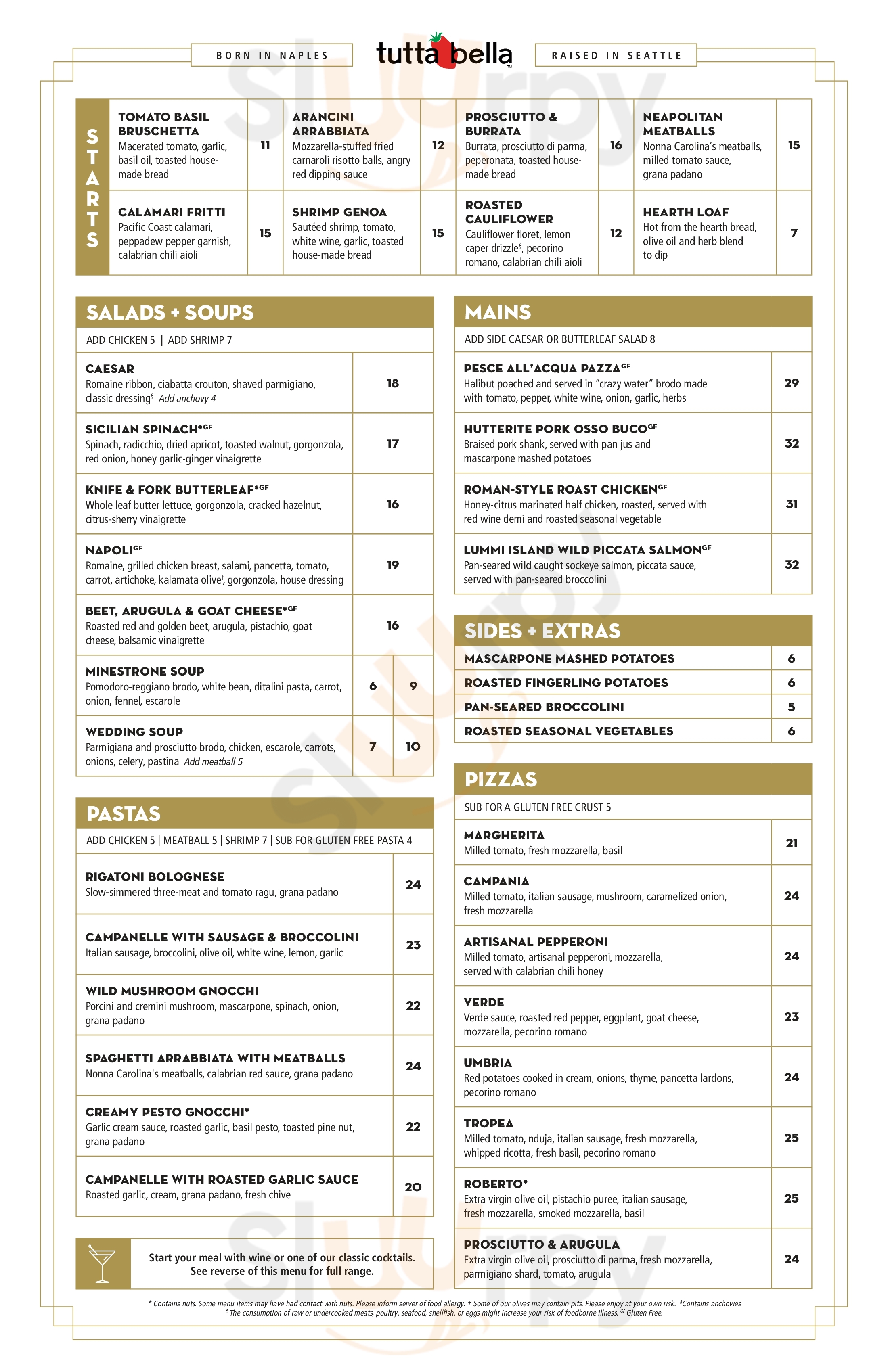 Tutta Bella Seattle Menu - 1