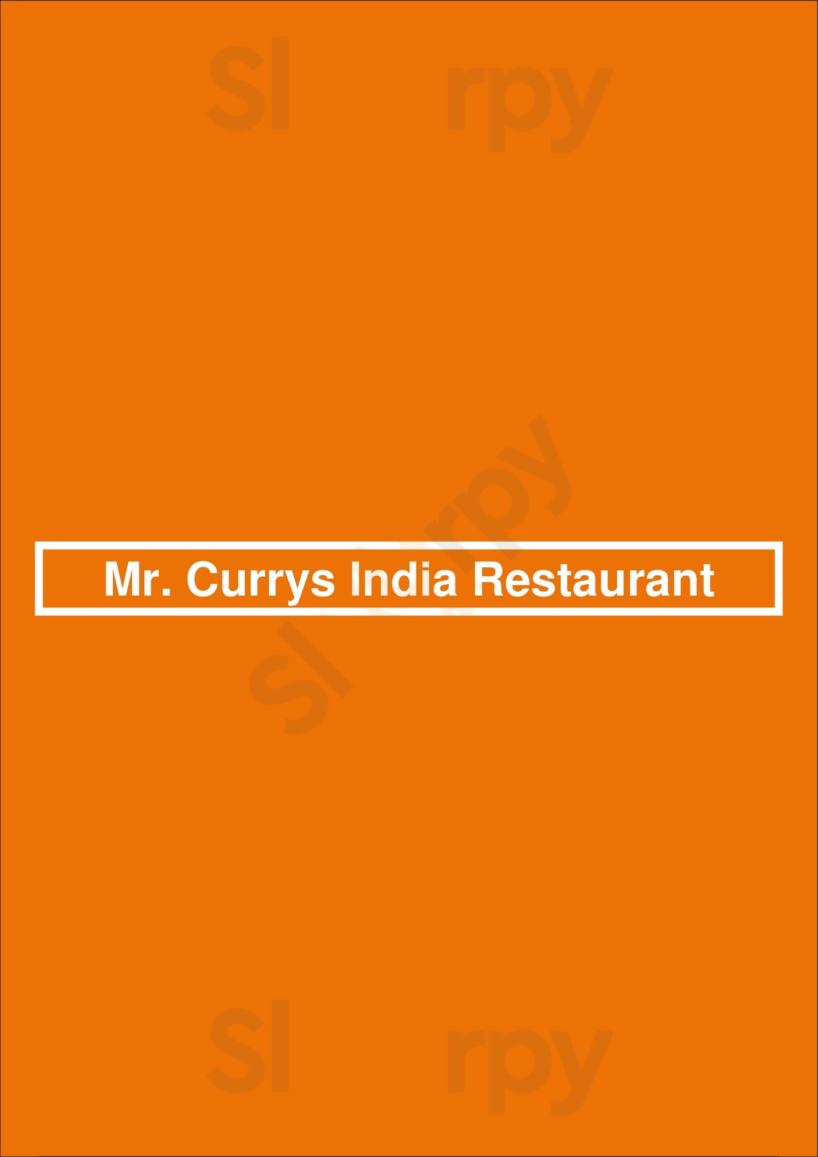 Main Menu - Mr. Currys India Restaurant