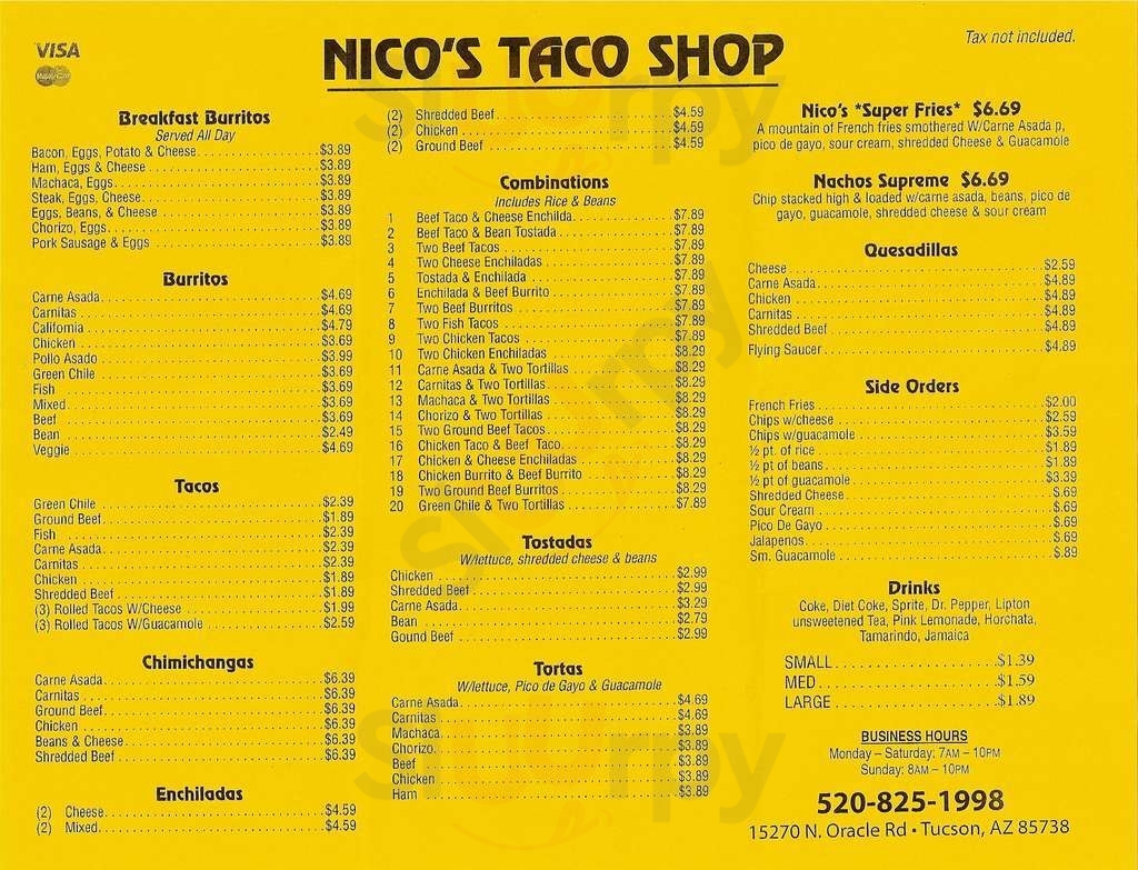 Nico's Taco Shop Tucson Menu - 1