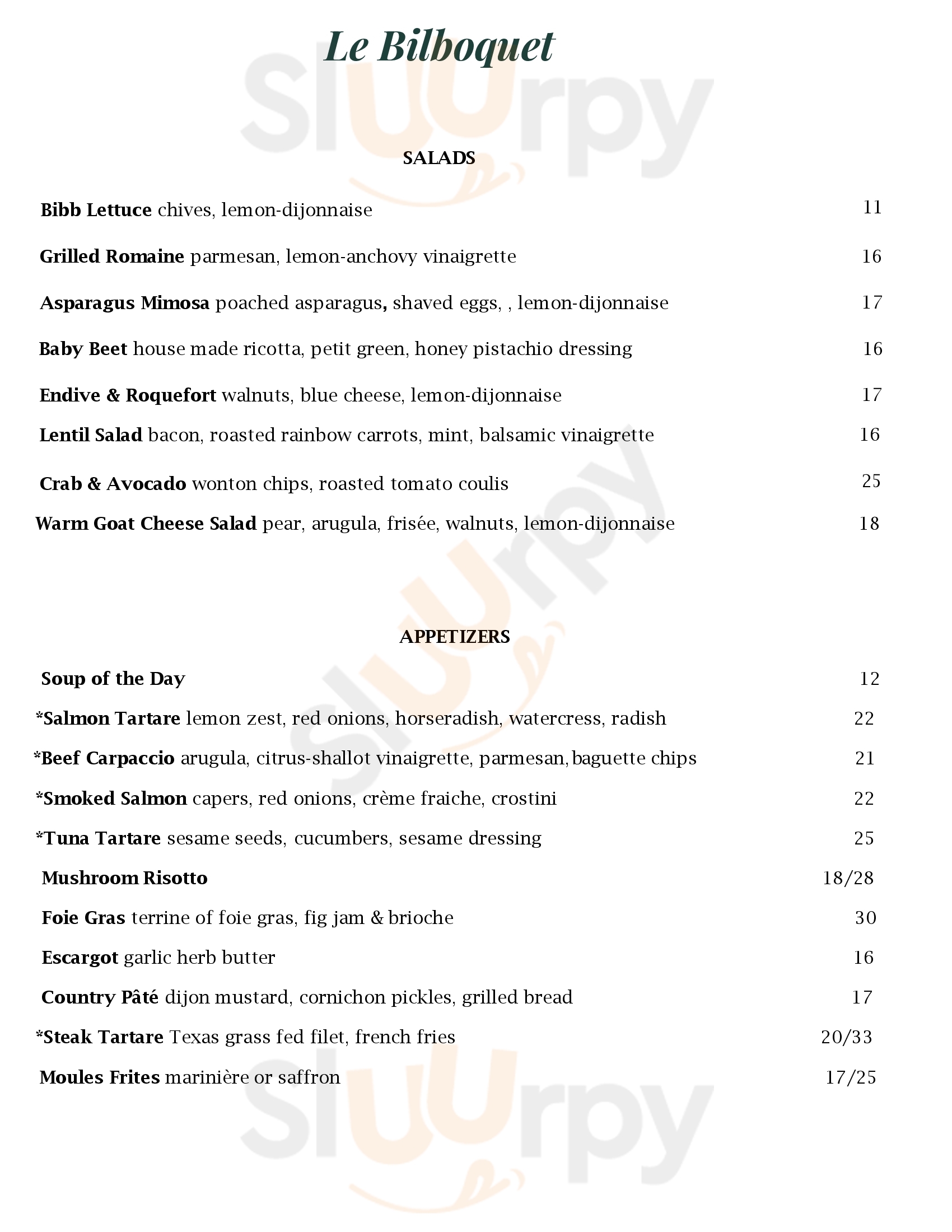Le Bilboquet Dallas Menu - 1