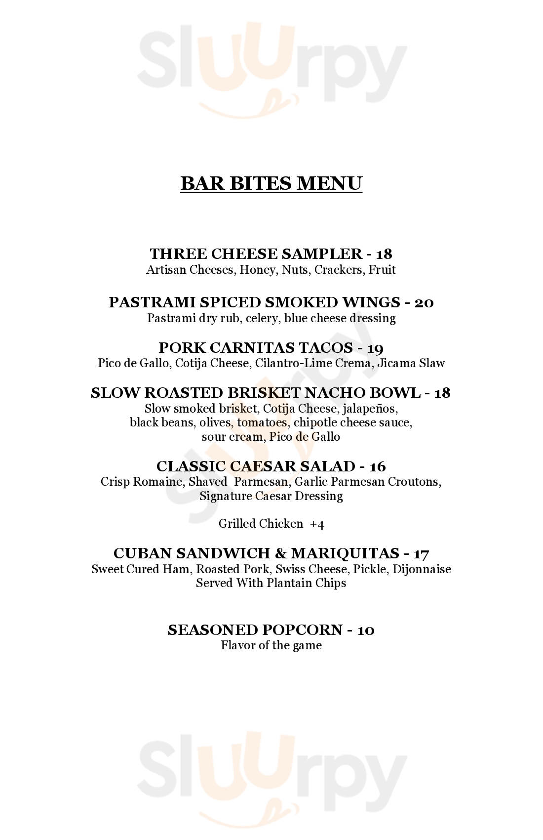 Dewar's Clubhouse Miami Menu - 1