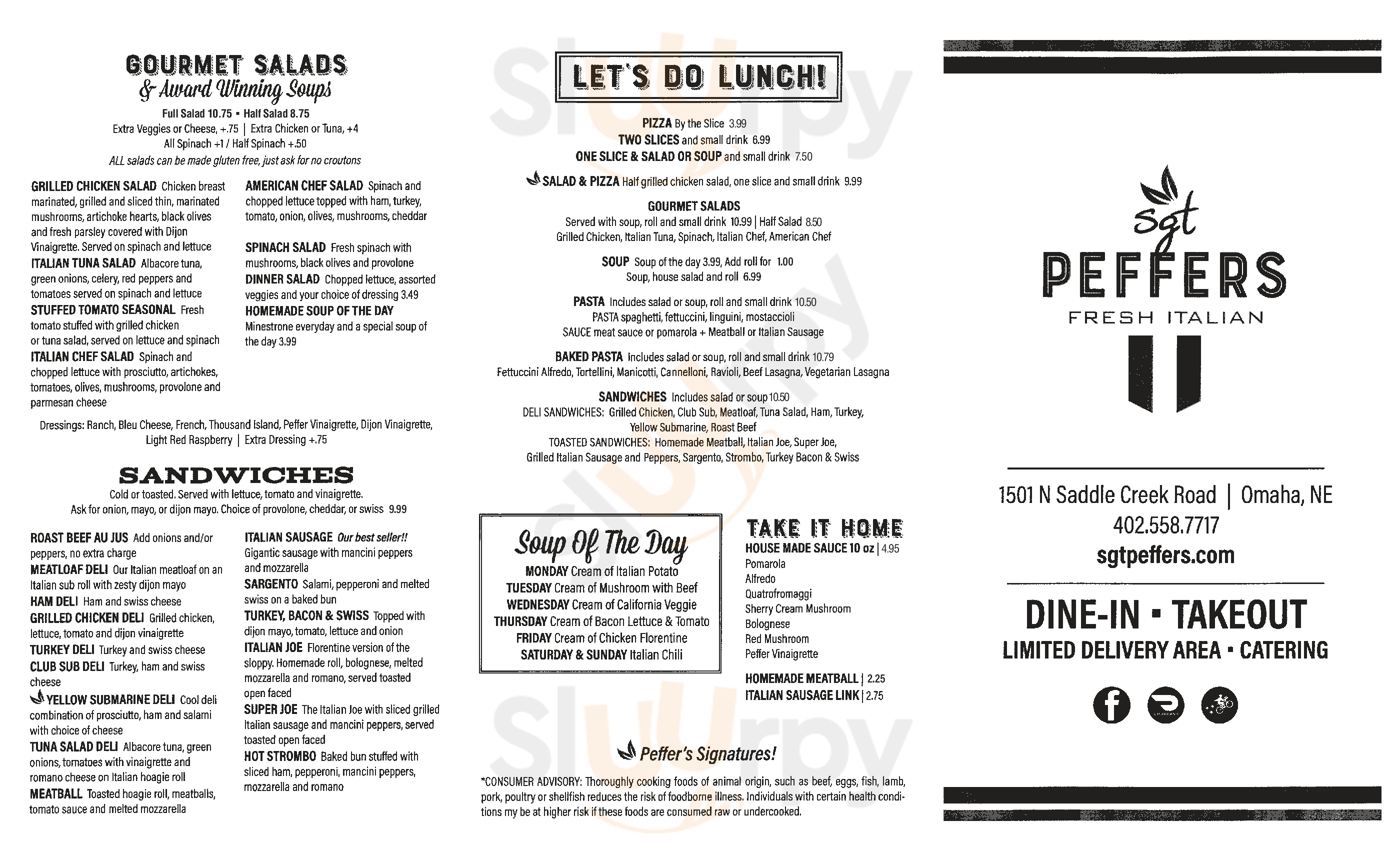 Sargeant Peffer's Pizza Omaha Menu - 1