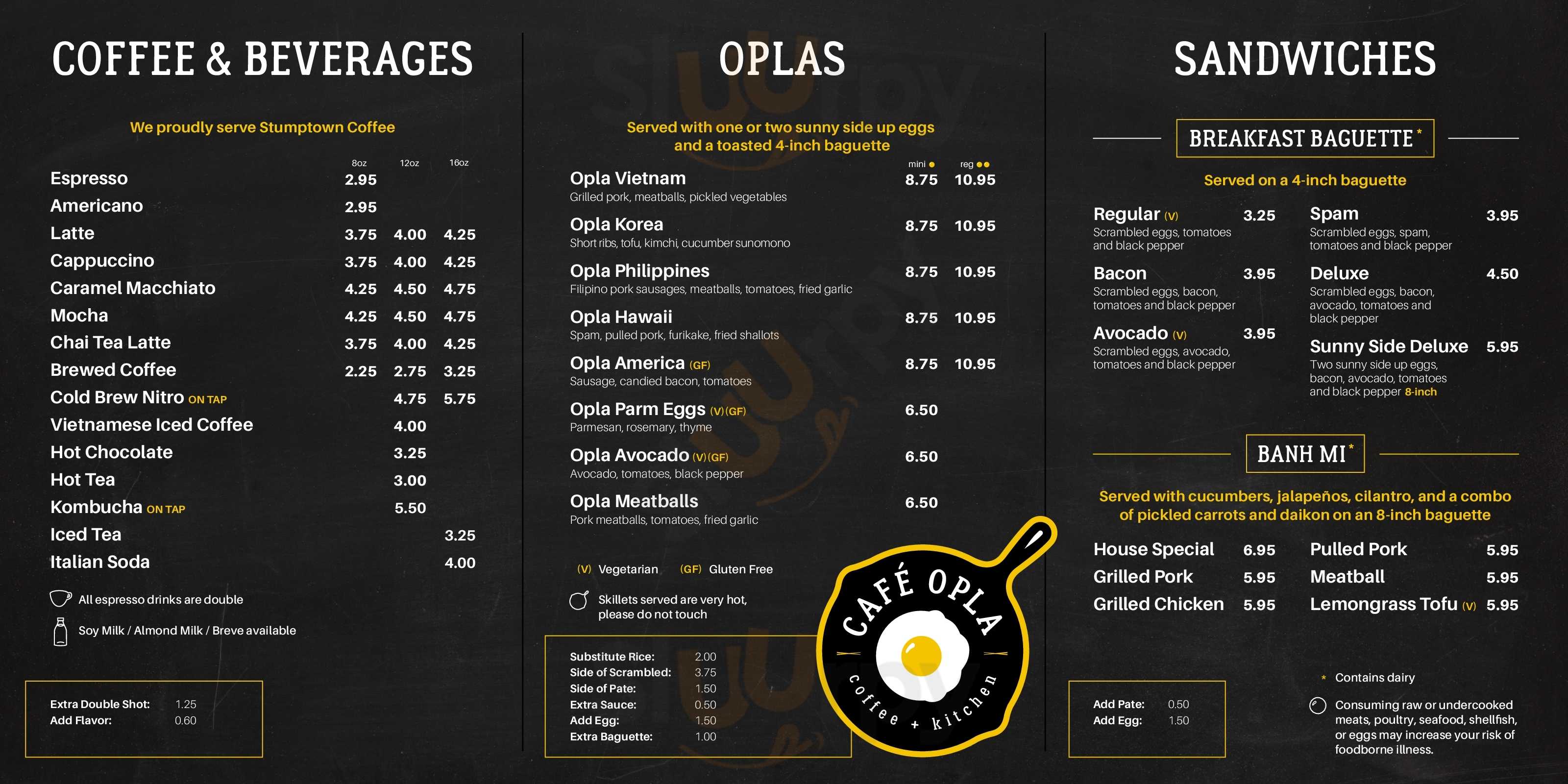 Main Menu - Cafe Opla