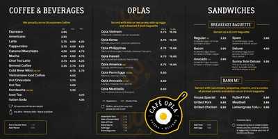 Cafe Opla menu