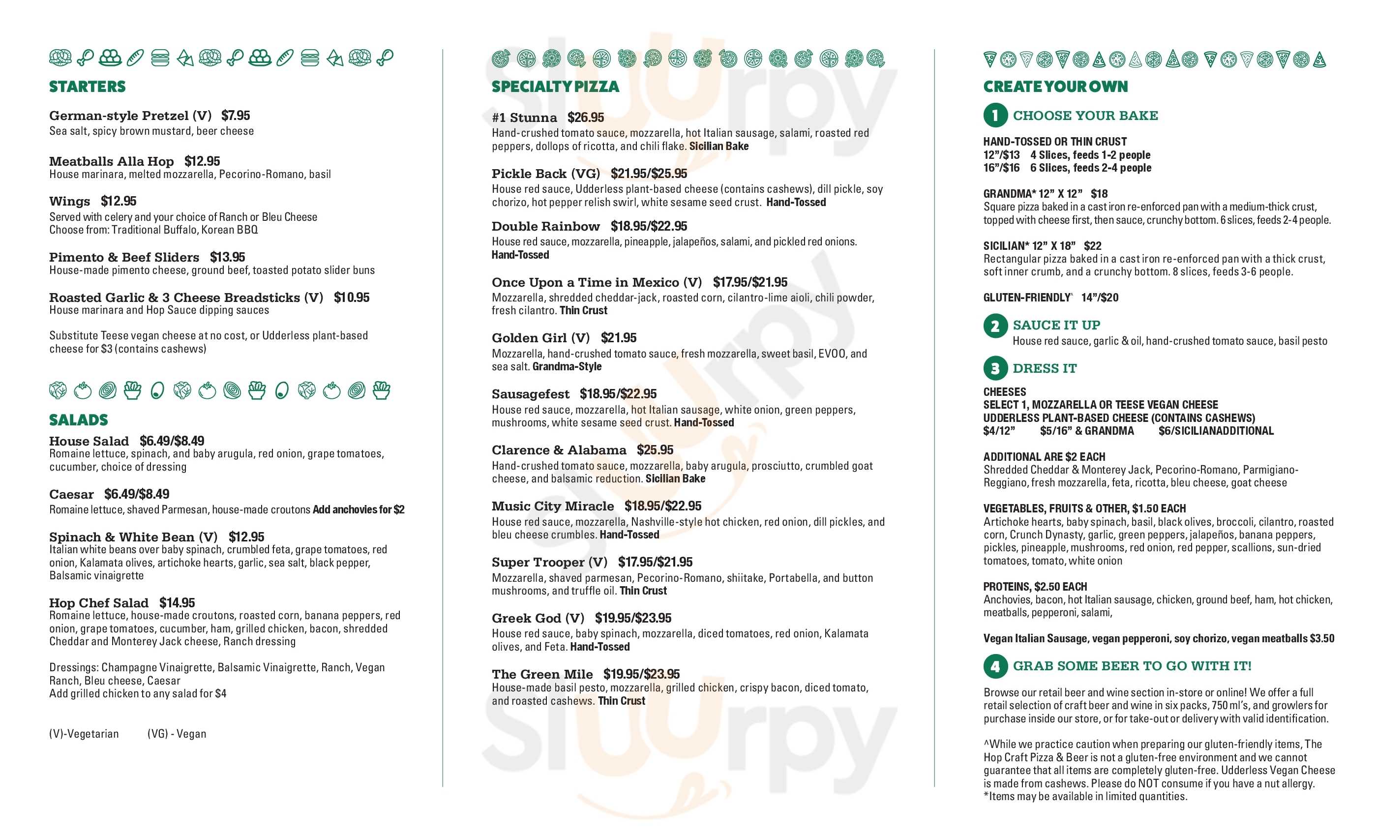 Main Menu - The Hop Craft Pizza & Beer