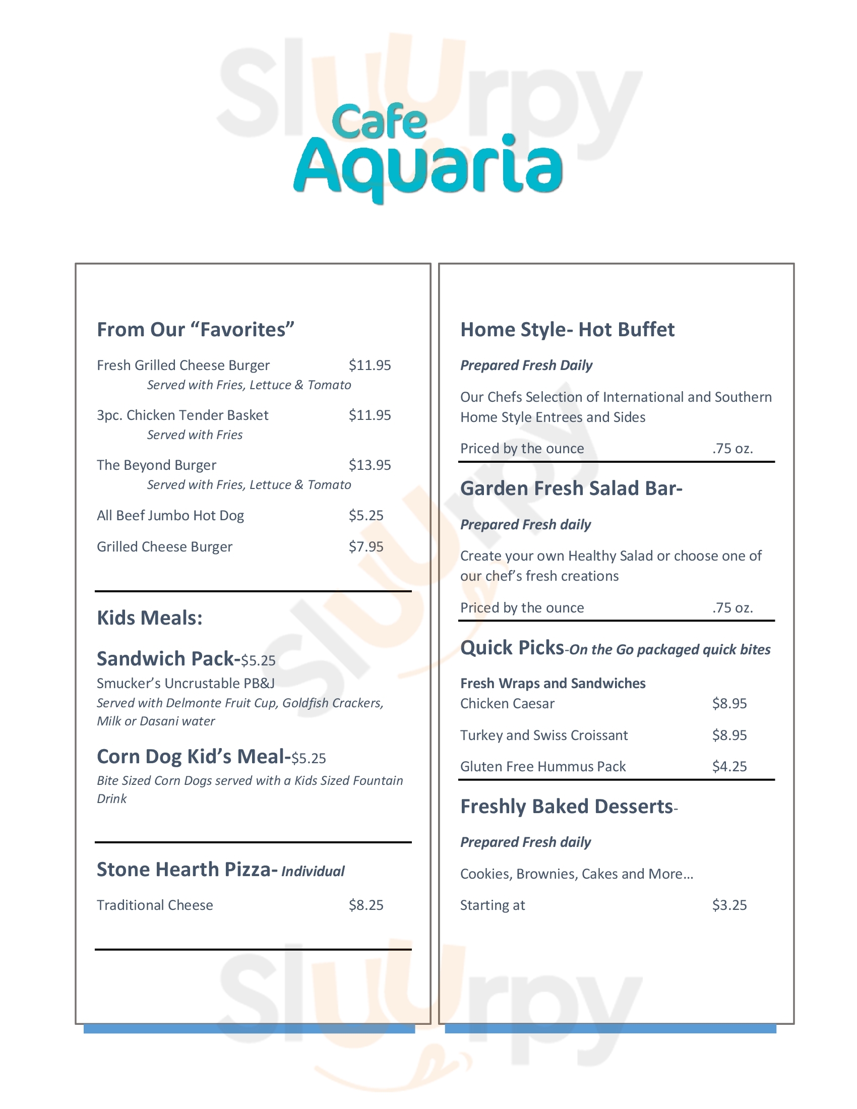Cafe Aquaria Atlanta Menu - 1