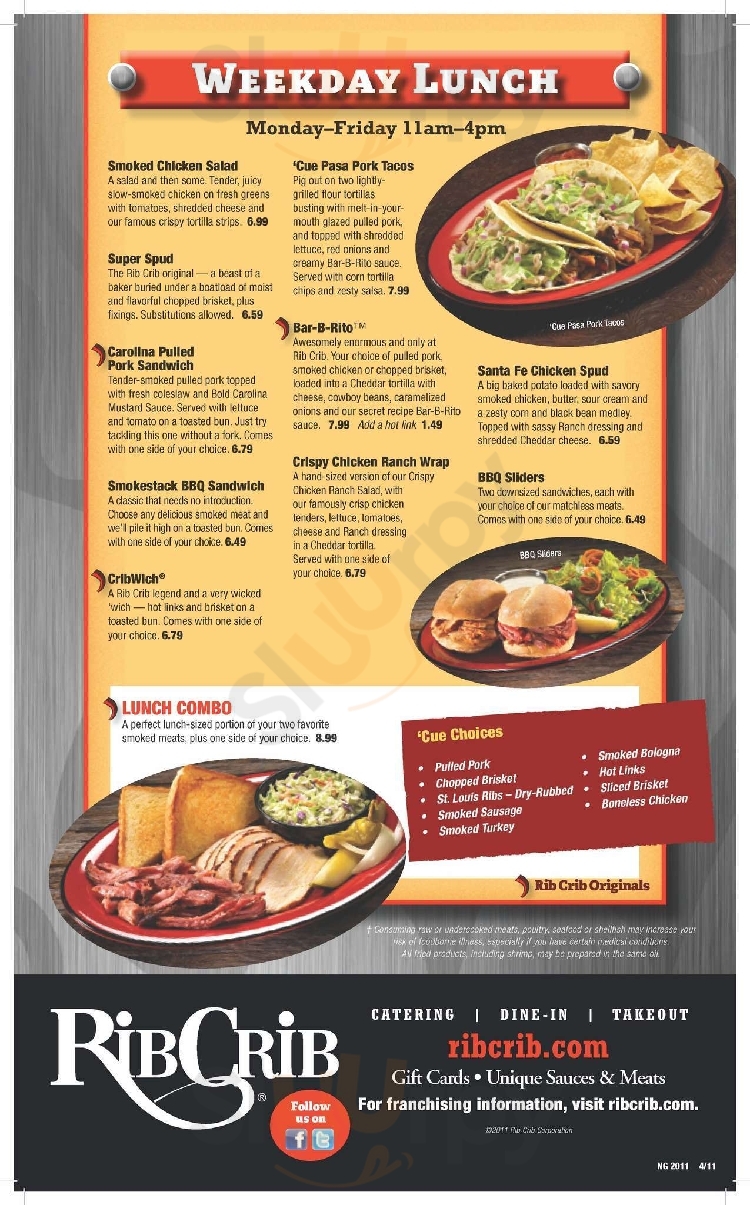 Rib Crib Bbq & Grill menù, Tulsa Main Menu Sluurpy
