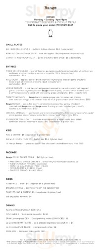 Range Restaurant menu