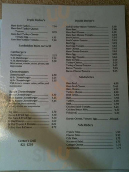Cretan's Grill menu